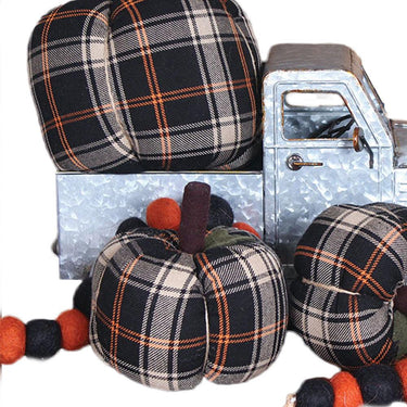 Primitive Fall Plaid Pumpkin 6 Inch ON840006 - The Fox Decor
